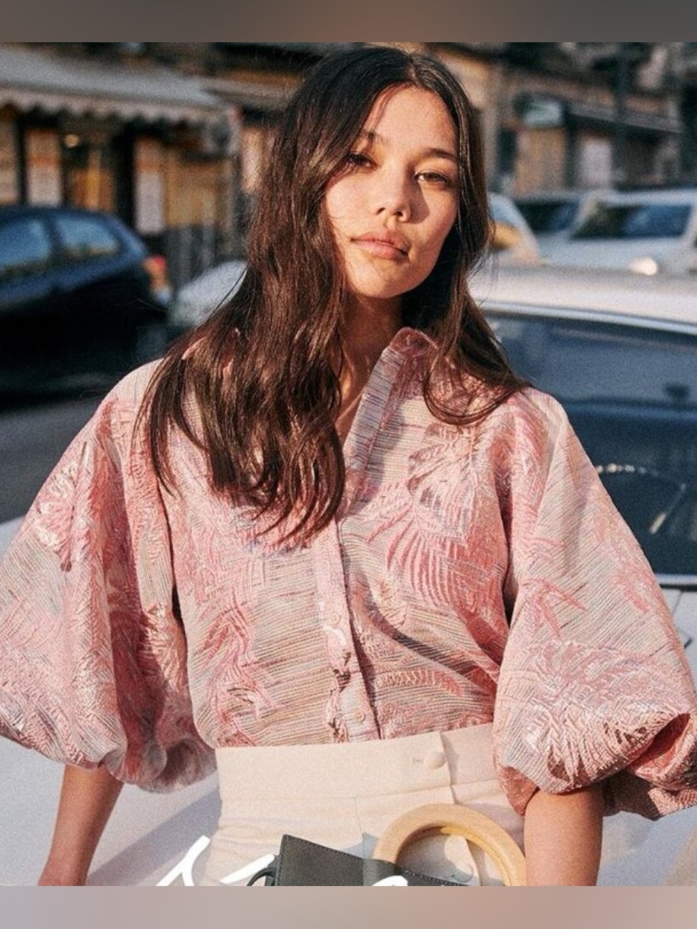 NWOT Rare Lilwen Jacquard Pastel Foliage Blouse Sz 40